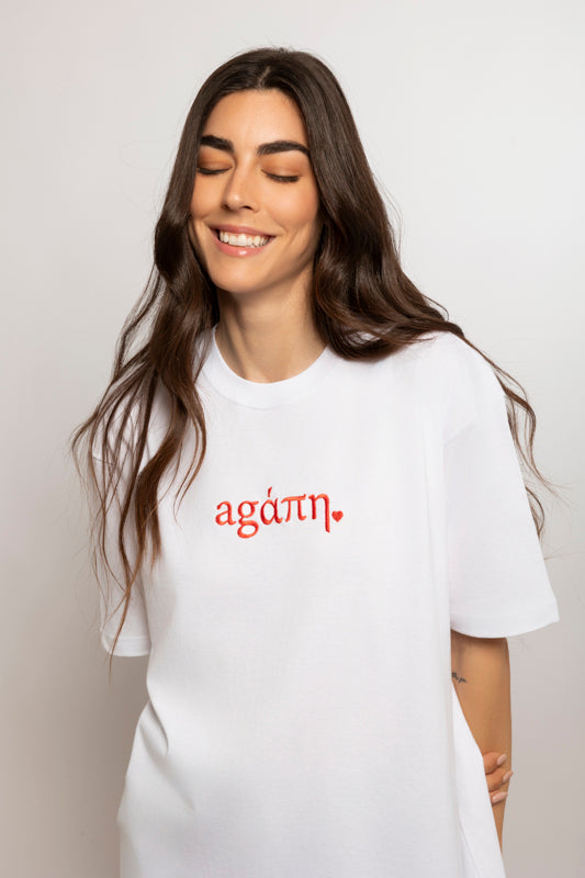 AGAPI- Musa OVERSIZED Tee-WHITE/RED