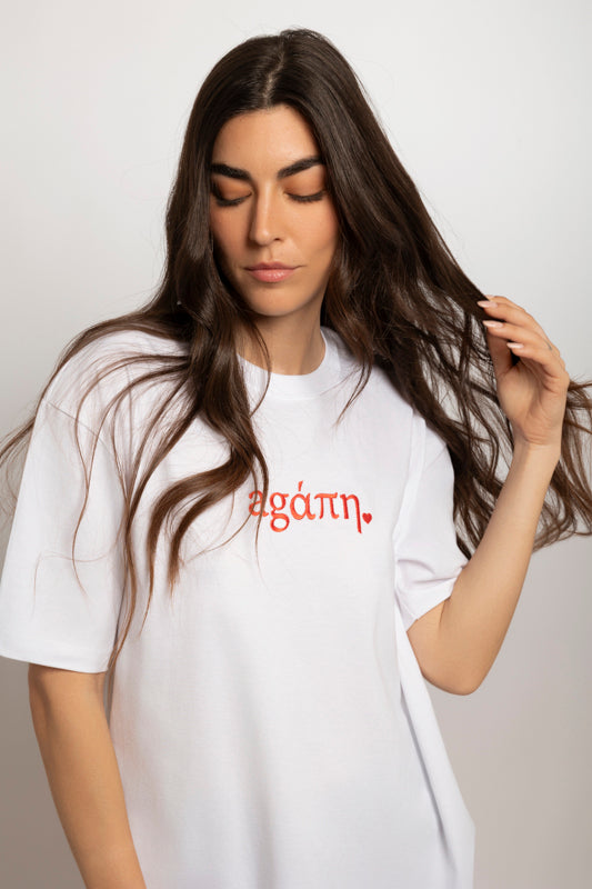 AGAPI- Musa OVERSIZED Tee-WHITE/RED