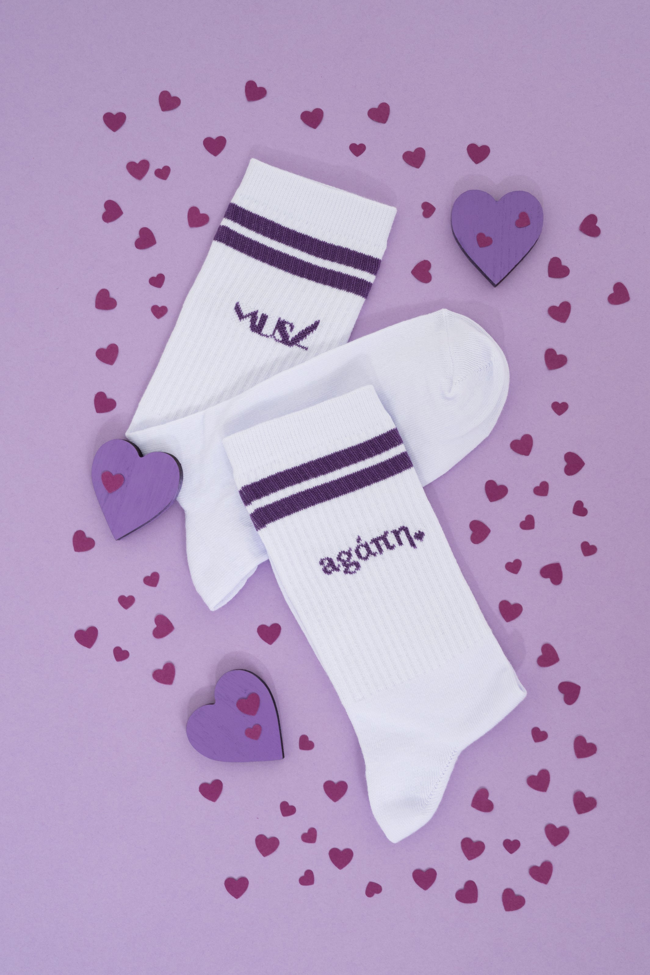 Agaph Unisex Sports Socks- White/Purple