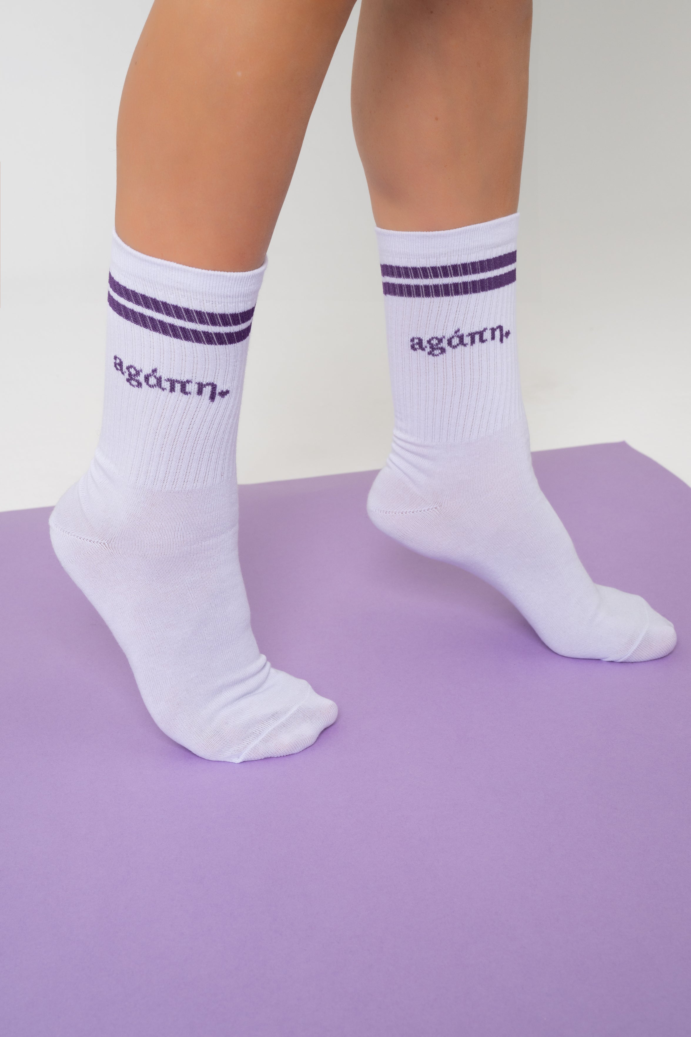 Agaph Unisex Sports Socks- White/Purple