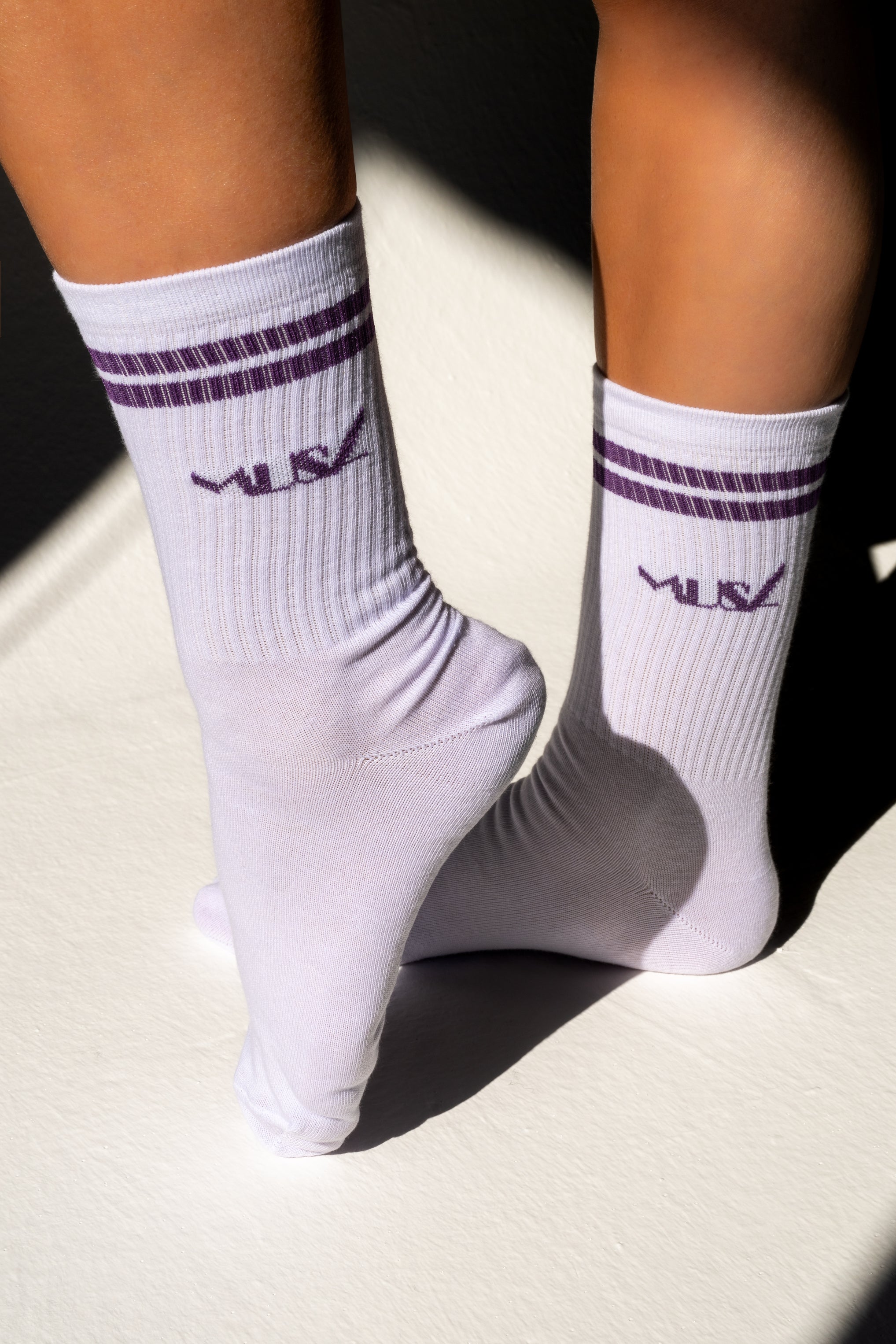 Agaph Unisex Sports Socks- White/Purple